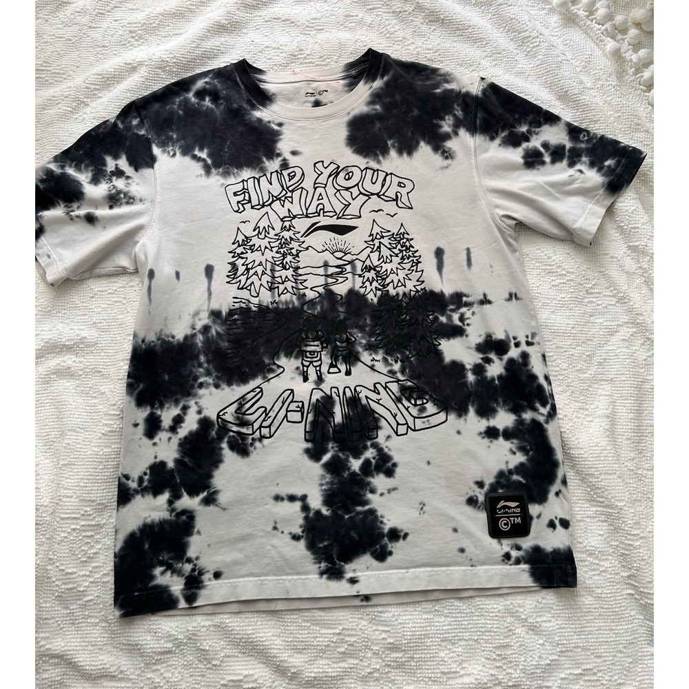 LI-NING Shirt Adult Size XLarge Black White Find Your Way Graphic Tee Mens Heavy